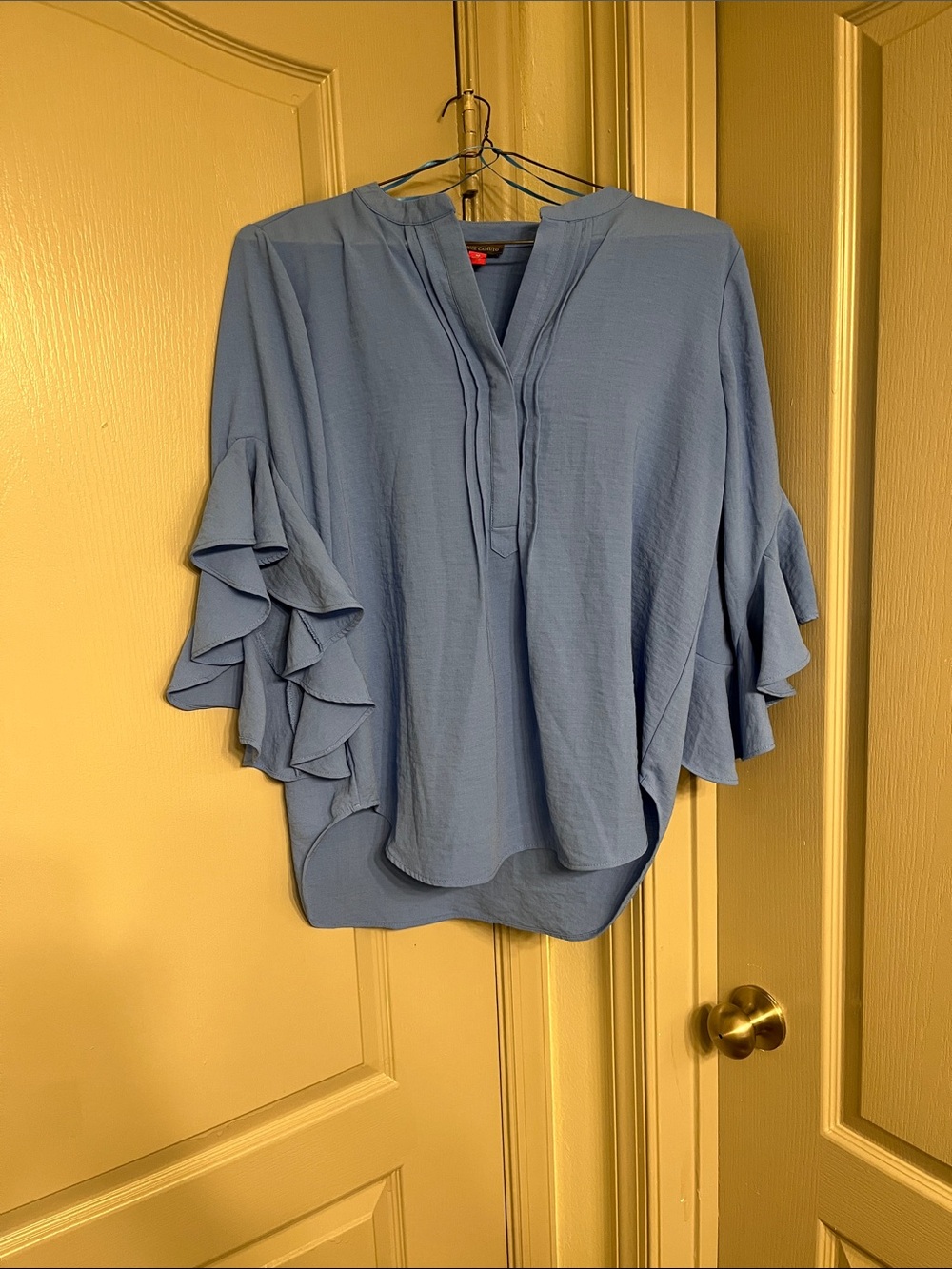 Vince Camuto Dusty Blue Ruffle Sleeve Tunic